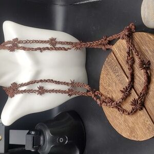 N3015 tropic forest nut flower necklace Hawaiian sunset
